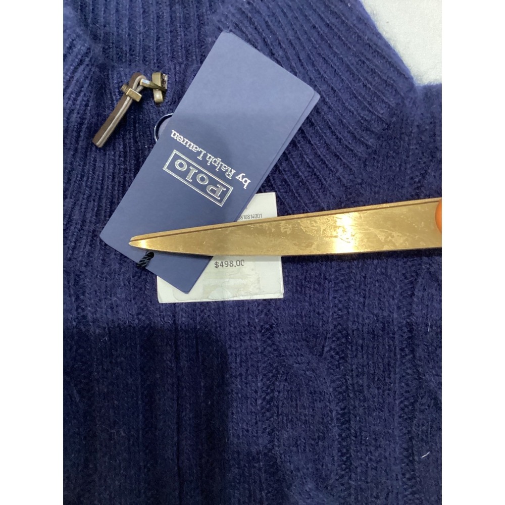 Polo Ralph Lauren Mens Blue Cable Knit 1/4 Zip Cashmere Sweater XXL Heritage - Picture 7 of 12